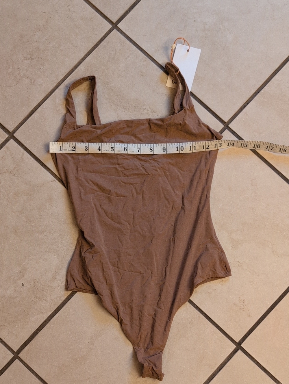NWT Quince Second Skin Square Neck Tank Bodysuit Mocha Tan Brown Size M - Picture 6 of 11